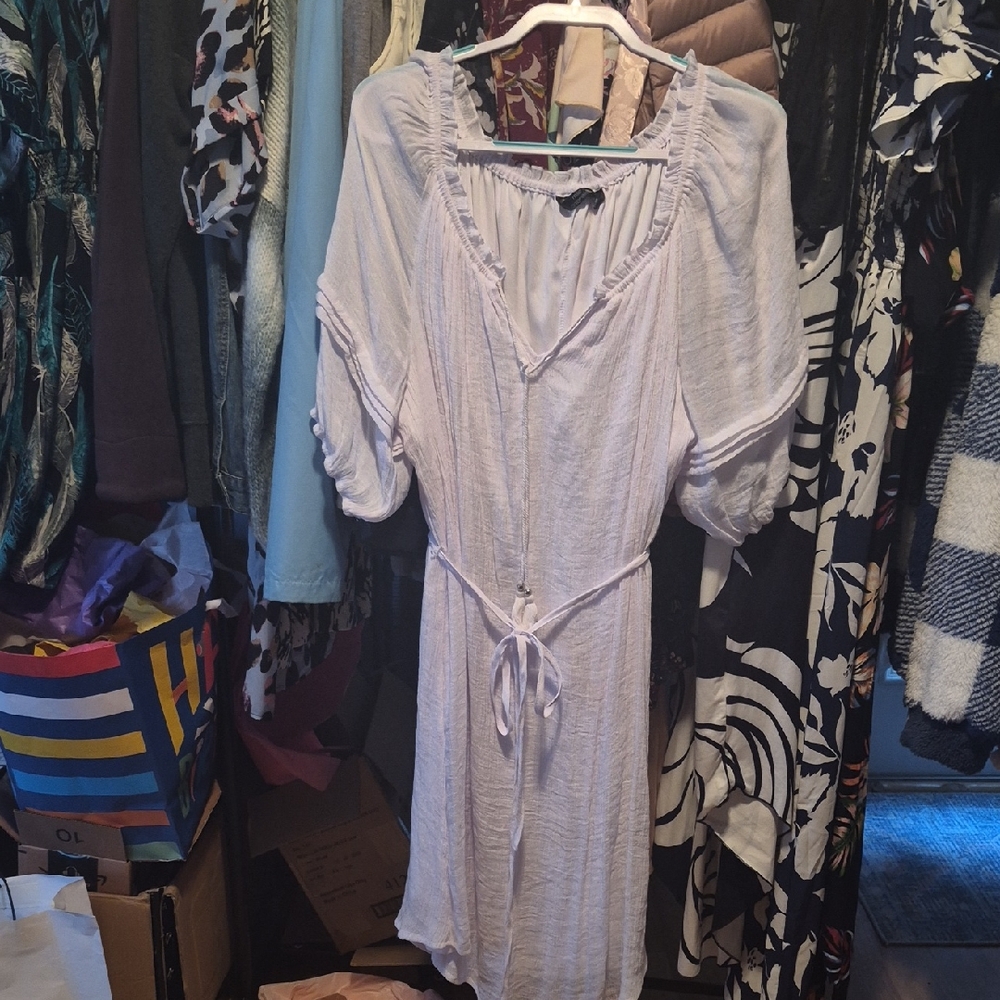 Mlle Gabrielle White Dress with Tie Waist